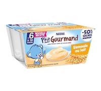 Nestlé Bébé P'tit Gourmand Semoule au Lait - Laitage - 4 x 100g - Dès 6 mois