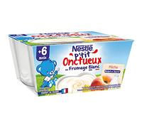Nestlé Bébé P'tit Onctueux au Fromage Blanc Pêche - Laitage dès 6 mois 4 x 100g