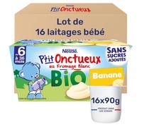 Nestlé Bébé - P'Tit Onctueux Bio - Banane - Laitage dès 6 Mois - 4X90g (Lot de 3)