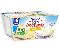 Nestlé Bébé - P'Tit Onctueux Bio - Banane - Laitage dès 6 Mois - 4X90g (Lot de 6)