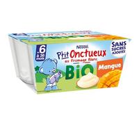 Nestlé Bébé - P'Tit Onctueux Bio - Mangue - Laitage dès 6 Mois - 4X90g