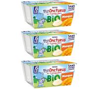 Nestlé Bébé - P'Tit Onctueux Bio - Mangue - Laitage dès 6 Mois - 4X90g (Lot de 3)