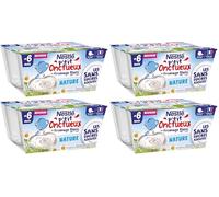Nestlé Bébé - P'tit Onctueux Laitage Nature sans sucres ajoutés - dès 6 mois - 4 x 90g (Lot de 4)