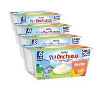NESTLÉ BÉBÉ - P'TIT ONCTUEUX LES SANS SUCRES AJOUTÉS PÊCHE DES 6 MOIS 4X90G (Lot de 4)