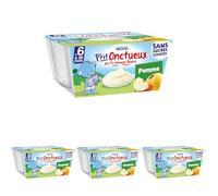 Nestlé Bébé - P'tit onctueux Pomme sans sucres ajoutés - dès 6 mois - 4 x 90g (Lot de 4)