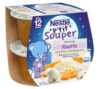 Nestlé Bébé - P'tit Souper - Petits Pots Bébé - Risotto Carottes, Champignon - Dès 12 mois - 2x200g