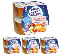 Nestlé Bébé - P'tit Souper Tomates Pâtes Courgettes - Plat Légumes et féculents - dès 6 mois - 2 x 200g (Lot de 4)