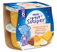 Nestlé Bébé - P'tit Souper - Trio de Pommes de Terre, Patate Douce, Butternut - Dès 6 mois - 2x200g