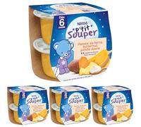 NESTLÉ BÉBÉ - P'TIT SOUPER - TRIO DE POMMES DE TERRE, PATATE DOUCE, BUTTERNUT - DÈS 6 MOIS - 2X200G (Lot de 4)