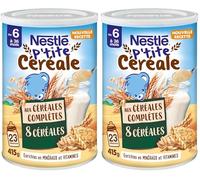 NESTLÉ BÉBÉ - P'TITE CÉRÉALE 8 CÉRÉALES AUX CÉRÉALES COMPLÈTES DES 6 MOIS BOÎTE 415G (Lot de 2)