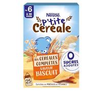 NESTLÉ BÉBÉ - P'TITE CÉRÉALE SAVEUR BISCUIT AUX CÉRÉALES COMPLÈTES 0 SUCRES AJOUTÉS DES 6 MOIS BOÎTE 270G