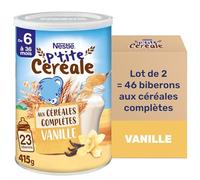 Nestlé Bébé P'tite céréale Vanille CEREALES COMPLETES - dès 6 mois - Boite de 415g (Lot de 2)