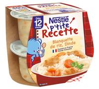 NESTLÉ P'tite Recette Blanquette de riz dinde - 2x200 g - Des 12 mois