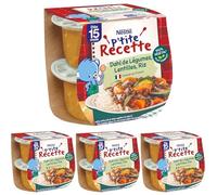 NESTLÉ BÉBÉ - P'TITE RECETTE - DAHL DE LÉGUMES, LENTILLES, RIZ - DÈS 15 MOIS PACK DE 2X200G (Lot de 4)