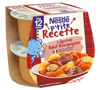 Nestlé Bébé P'tite Recette Légumes Bœuf Bourguignon - 2 x 200g - Dès 12 mois