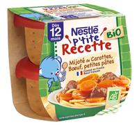 Nestlé Bébé - P'tite Recette mijoté de carottes bœuf BIO - dès 12 mois - 2 x 190g