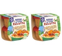 Nestlé Bébé - P'tite Recette mijoté de carottes bœuf BIO - dès 12 mois - 2 x 190g (Lot de 2)