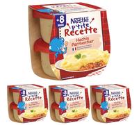 Nestlé Bébé - P'tite Recette - Petits Pots Bébé - Hachis Parmentier - Dès 8 mois - 2x200g (Lot de 4)
