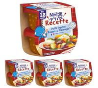 Nestlé Bébé - P'tite Recette Plat complet Poisson à la Provençale - dès 12 mois - 2 x 200g (Lot de 4)