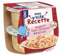 Nestlé Bébé - P'tite Recette - Spaghetti façon Carbonara - Dès 8 mois - Pack de 2x200g (Lot de 6)