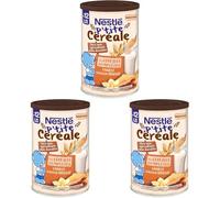 Nestlé Bébé - P'tites Céréales - vanille saveur biscuit - céréales complètes - dès 12 mois - 415g (Lot de 3)