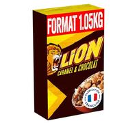 NESTLÉ - Céréales Lion Gourmandes au Caramel et Chocolat, Croquant et Fondant (Boîte 1 kg) - lot de 3 - Vendu par Lot