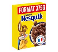 NESTLE - Céréales Nesquik Chocolat | Savoureux goût chocolaté | Idéal pour un petit déjeuner gourmand | le paquet de 375g | LOT DE 4