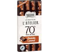 NESTLÉ - Chocolat Noir Intense 70% aux Amandes Croquantes et Caramel Fondant (Tablette 150g) - lot de 3 - Vendu par Lot