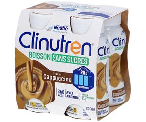NESTLE Clinutren Boisson Sans Sucres Capuccino Bouteilles 4x200 ml