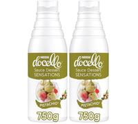 NESTLE DOCELLO Sauce Sensation Pistachio - Sauce Dessert Pistache - Forte Teneur en Pistache (12%) - Aide à la Pâtisserie, Topping, Nappage Gâteau, Coulis - Bouteille Squeeze - 750g (Lot de 2)