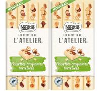 Nestlé Les Recettes de L'Atelier - Tablette Chocolat Blanc Noisettes - 150g (Lot de 2)