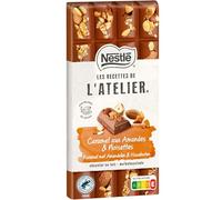Nestlé Les Recettes de l'Atelier - Tablette Chocolat Lait Caramel aux Amandes et Noisettes - 170g