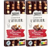 Nestlé Les Recettes de L'Atelier - Tablette Chocolat Noir Noisettes entières torréfiées - 170g (Lot de 2)