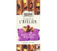Nestlé Chocolat au lait, raisins, noisettes et amandes - La tablette de 195g