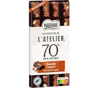 Nestlé Les Recettes de L'Atelier - Tablette de chocolat Noir Intense Amandes Caramel - 150g