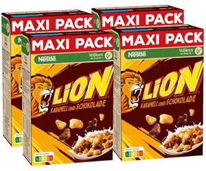 Nestlé Lion Cereal, Caramel et Chocolat Céréales avec plein Grain, de 4 (4 x 675 g)