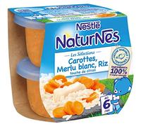 NESTLE NATURNES Les Sélections Petits Pots Bébé Carottes, Merlu blanc, Riz touche de citron -2x200g -Dès 6 mois