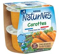 NESTLE NATURNES Petits Pots Bébé Carottes - Dès 4/6 mois - 2x130g - Pack de 12 (24 Pots)