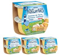Nestlé - NaturNes Pommes de Terre Poireaux Cabillaud - Purée de Légumes et Poisson pour Bébé 6 Mois+ - Alimentation Bébé Naturelle Sans Sel Ajouté - Sans Colorant ni Conservateur - Fabriquée en France