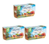 Nestlé Naturnes Purée de Fruits Bébé Pommes, Fraises, Myrtilles - Dès 6 mois - 4x130g (Lot de 3)