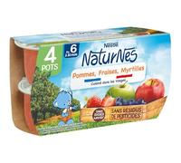 Nestlé Naturnes Purée de Fruits Bébé Pommes, Fraises, Myrtilles - Dès 6 mois - 4x130g (Lot de 6)