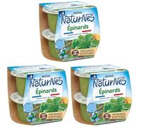 Nestlé - NaturNes Purée Epinards - Purée de Légumes pour Bébé 4 Mois+ - Alimentation Bébé Cuite à la Vapeur - Recette Naturelle Sans Sel Ajouté - Sans Colorant ni Conservateur - Fabriquée en France