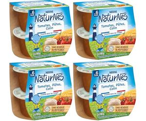 Nestlé - NaturNes Tomates, Pâtes, Colin - Repas Complet pour Bébé 6 Mois+ - Alimentation Bébé 100% Naturelle - Sans Sel Ajouté, Sans Colorant ni Conservateur - Cuisiné en France