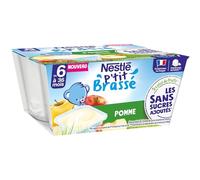 NESTLE NESTLÉ P'tit Brassé Pomme Sans Sucres Ajoutés 4x90g dès 6 mois