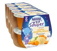 Nestlé - P’tit Souper Carottes Courgettes Semoule - Petits Pots Bébé 6 Mois et Plus - Composés de Légumes, Féculents, Lait Écrémé - Pour un Repas Bébé Soir Doux - Texture Moulinée - Sans Sel Ajouté