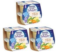 Nestlé - P’tit Souper Purée aux 7 Légumes - Petits Pots Bébé 8 Mois et Plus - Composés de Légumes, Féculents, Lait Écrémé - Pour un Repas Bébé Soir Doux - Morceaux Fondants - Sans Sel Ajouté