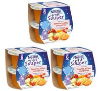 Nestlé - P’tit Souper Tomates Pâtes Courgettes - Petits Pots Bébé 6 Mois et Plus - Composés de Légumes, Féculents, Lait Écrémé - Pour un Repas Bébé Soir Doux - Texture Moulinée - Sans Sel Ajouté