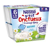Nestle P'tit onctueux nature sans sucres ajoutés - dès 6 mois - 8 x 90g