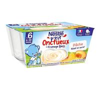 Nestlé - P'tit Unctueux Tasse blanche pêche-fromage pour bébé de 6 mois et plus 4 x 100 g