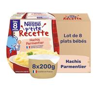 Nestlé - P'tite Recette Hachis Parmentier - Repas Bébé 8 Mois et + - Alimentation Bébé Complète - Viande de Boeuf Française - Cuisine Française - Fabriqué dans les Vosges - 2x200g